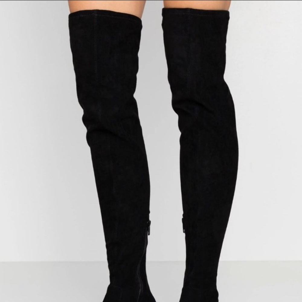 Top shop black faux suede over the knee stretch boots size 7